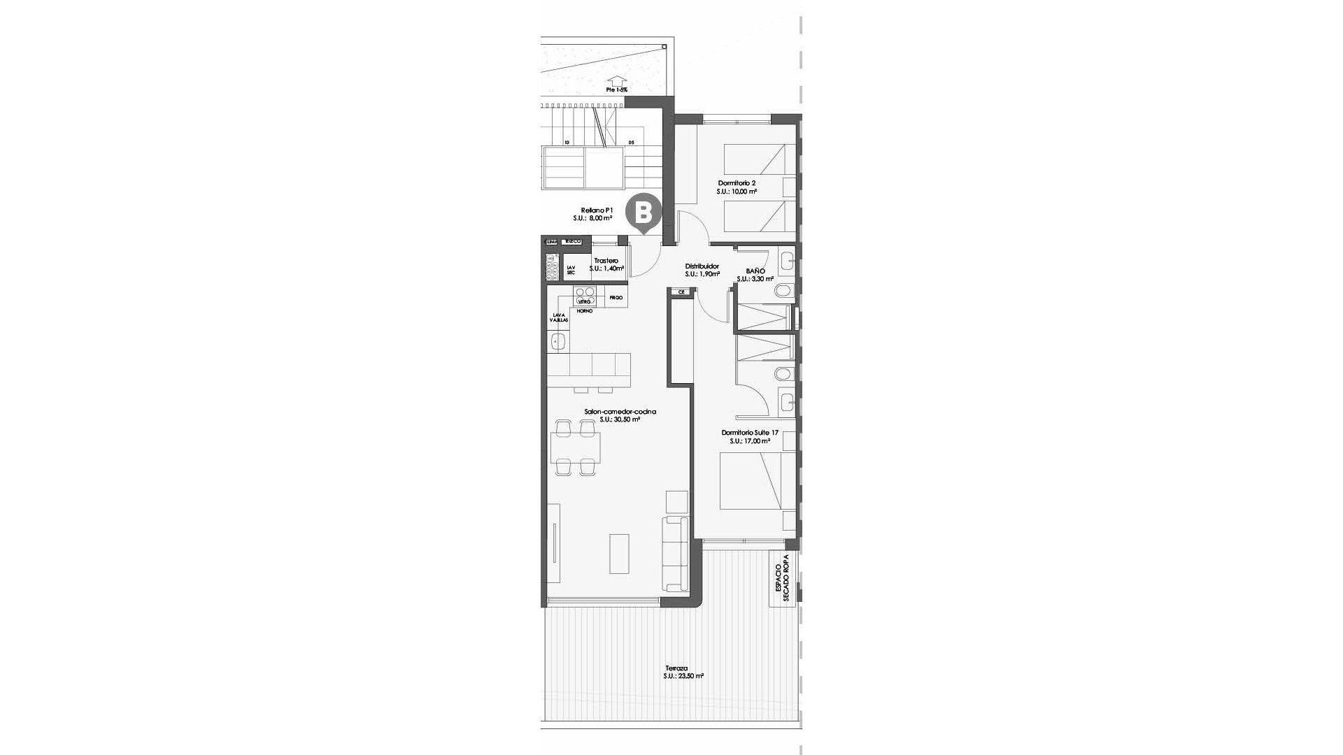 Apartment floor plan, 2 bedrooms in BEST MEDITERRANEO 1 No. 4